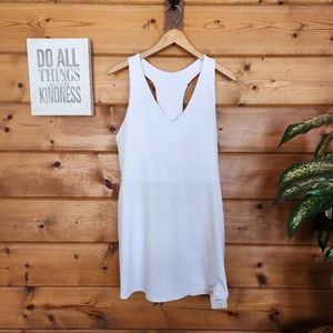Fabletics NWT On The Go Built In Bra Dress White Racerback Stretch Sporty Sz XL